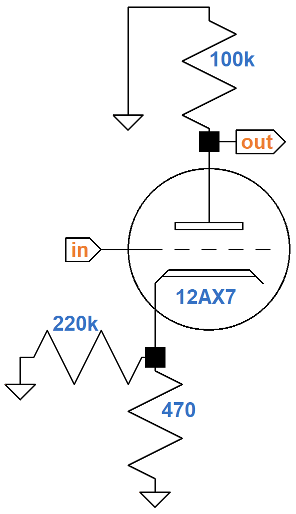 Magnatone MP3 first stage equivalent circuit for audio signals