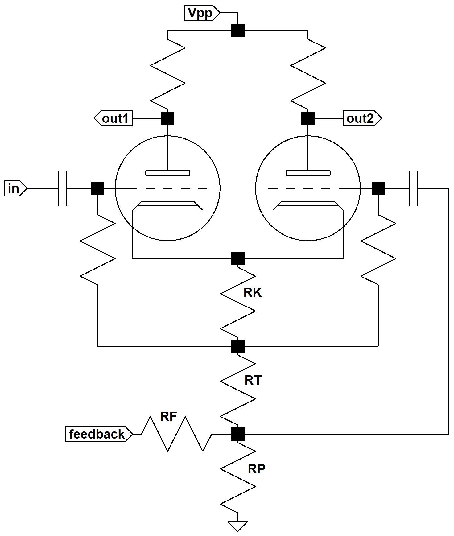 guitar amp long tailed pair circuit