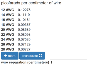 wire capacitance calculator