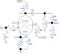 Matchless DC-30 EF86 preamp schematic