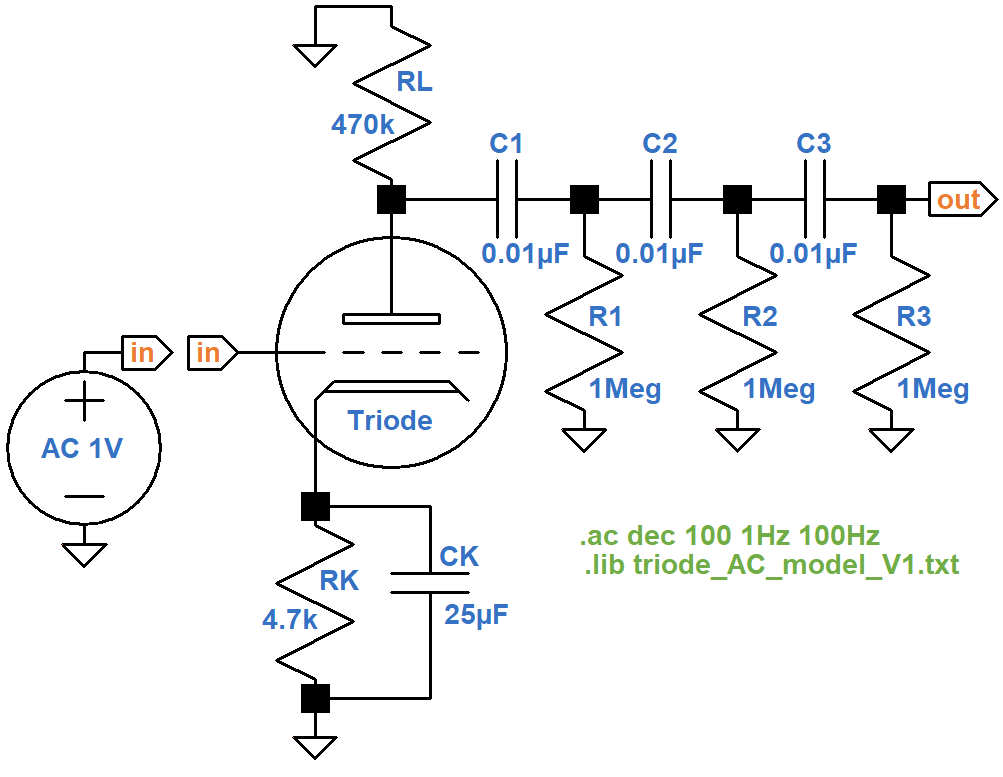 SPICE simulation of a basic 12AX7 tremolo circuit