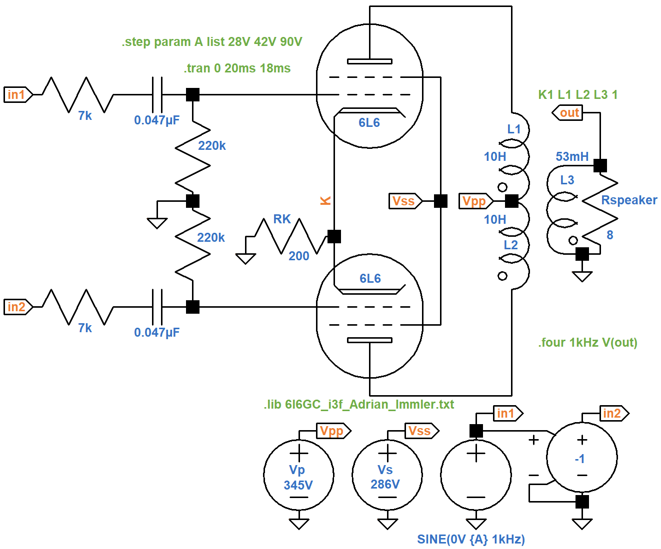 power amp input circuit under overdrive conditions with an unbypassed cathode resistor
